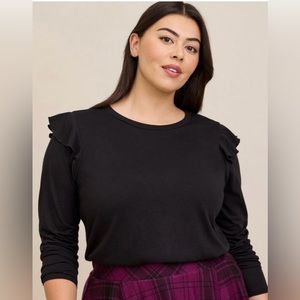 Classic Fit Ruffle Shoulder Tee